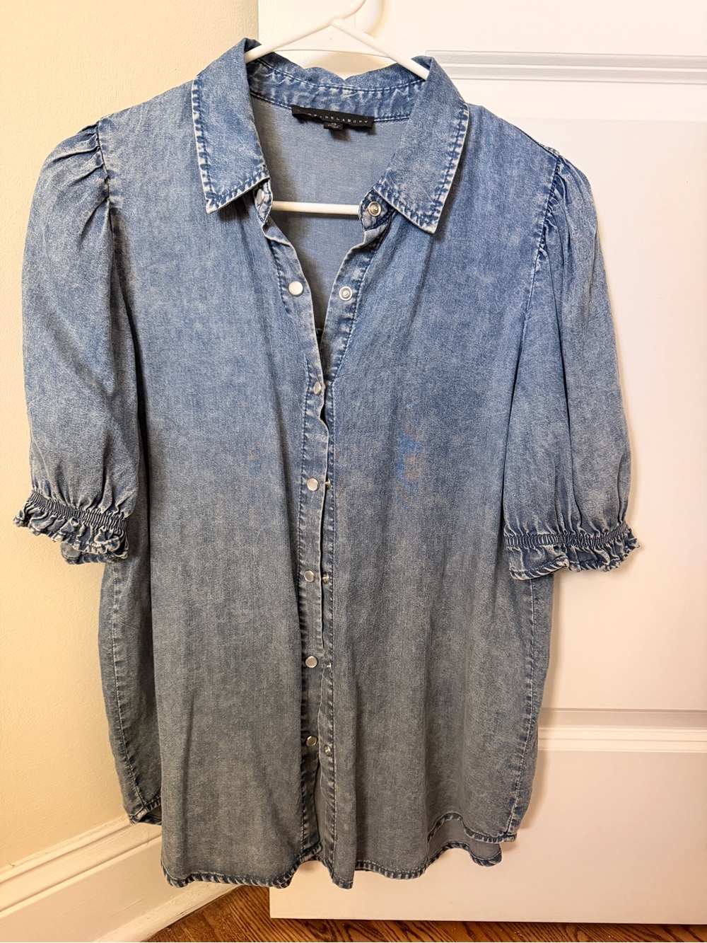 Light Wash Denim Button-Up Top